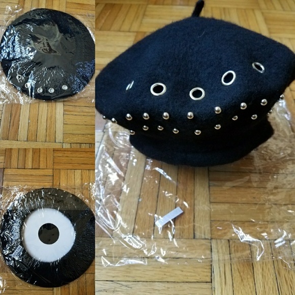 Accessories - Brand new! Black Beret with Grommets & Studs